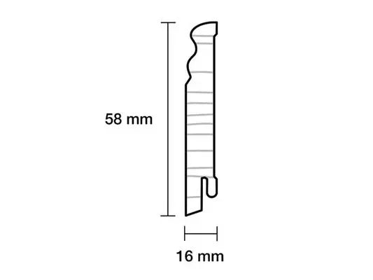 Sockelleiste Altdeutsches Profil weiß lackiert 58 mm KGM