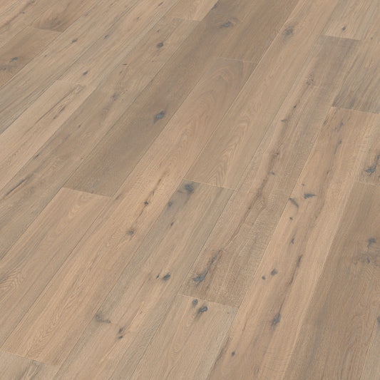 Thede & Witte Boston Landhausdiele Eiche astig handgehobelt geräuchert weiß geölt